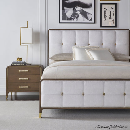 Lit king size rembourré Hollywood Regency - Finition claire