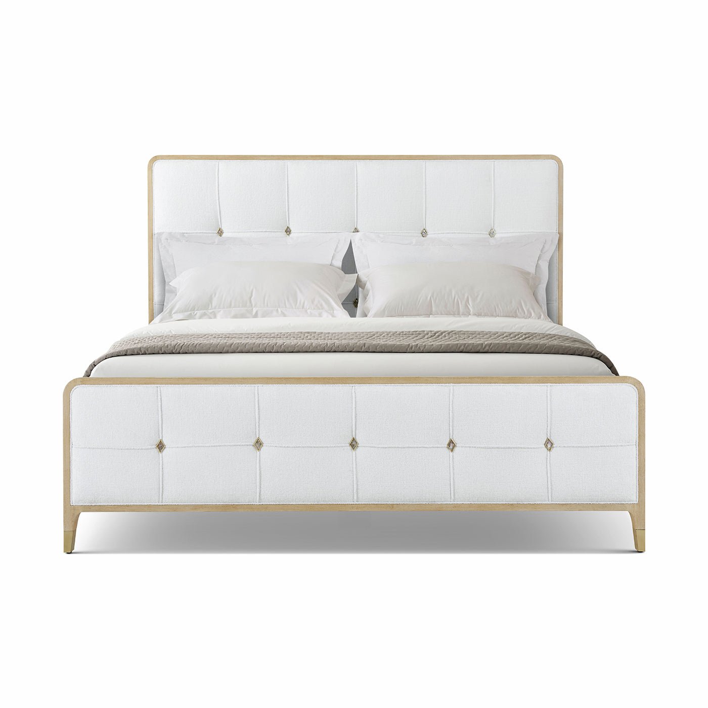 Lit king size rembourré Hollywood Regency - Finition claire