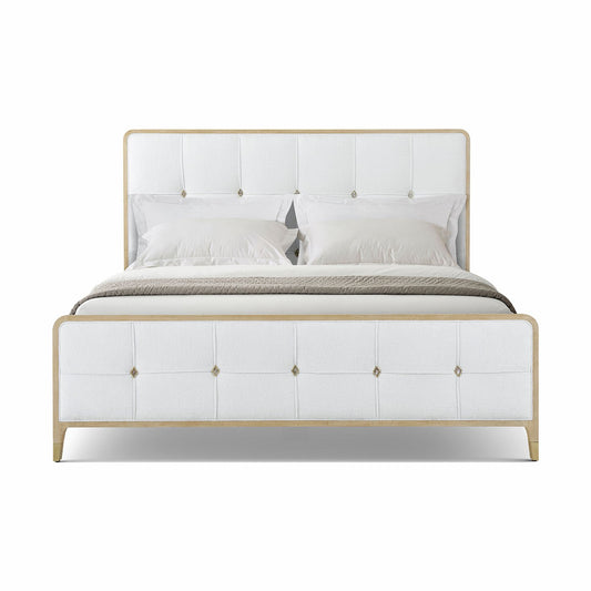 Lit king size rembourré Hollywood Regency - Finition claire