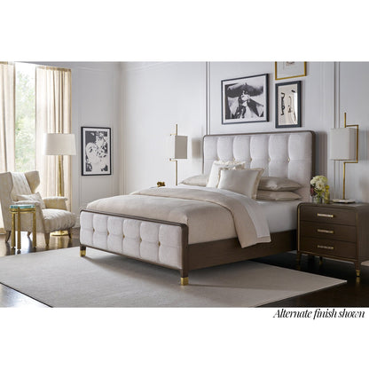 Lit king size rembourré Hollywood Regency - Finition claire