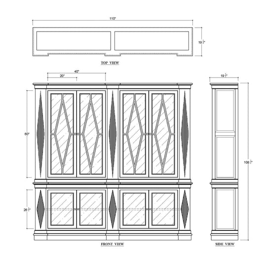 Grande bibliothèque néoclassique en bois
