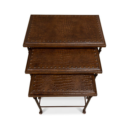 Tables gigognes avec plateau en cuir