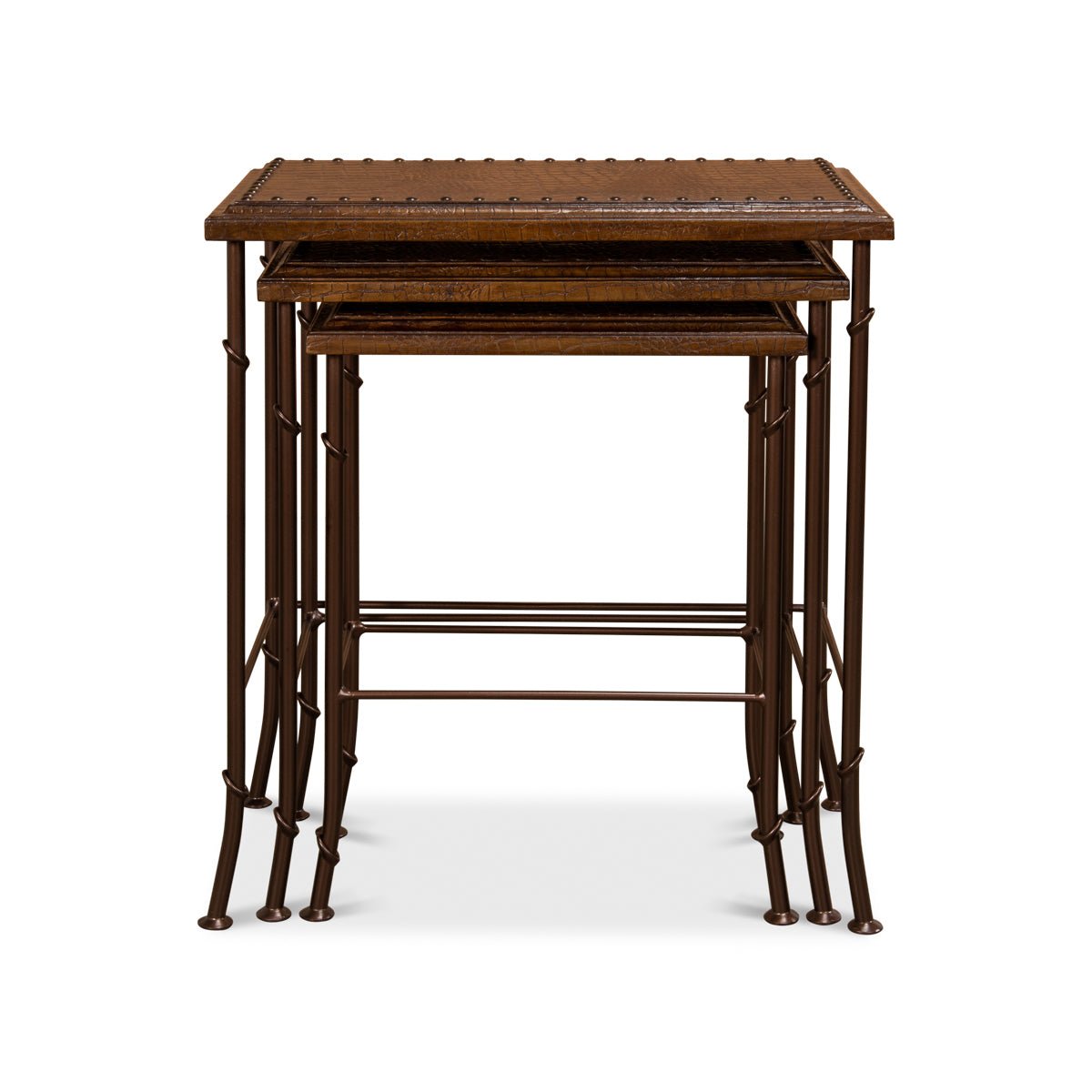 Tables gigognes avec plateau en cuir