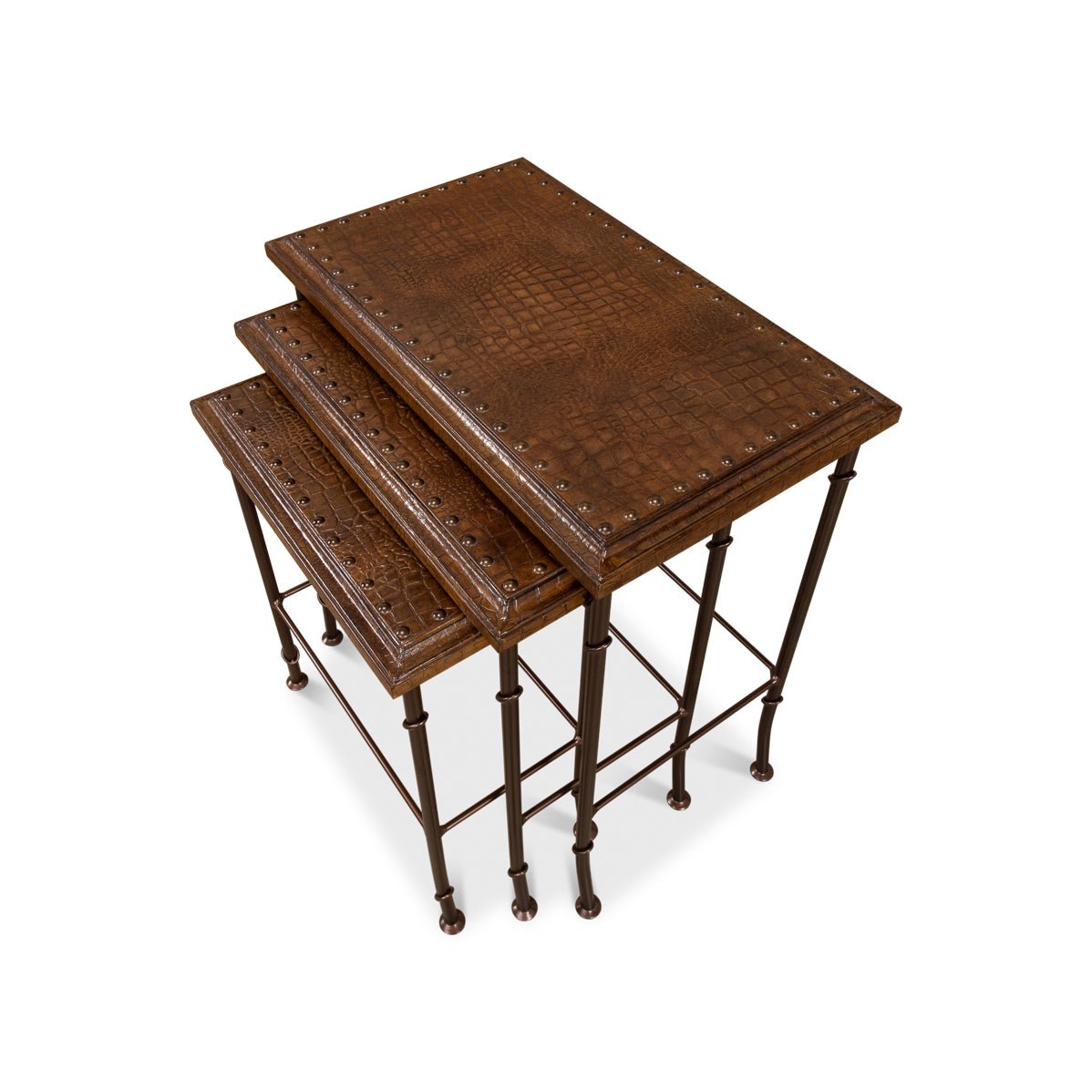 Tables gigognes avec plateau en cuir