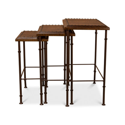 Tables gigognes avec plateau en cuir