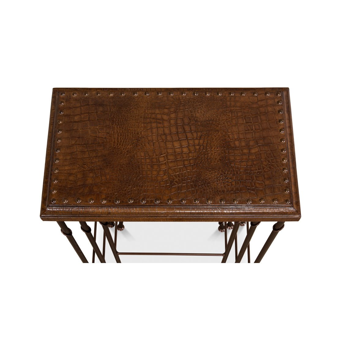 Tables gigognes avec plateau en cuir