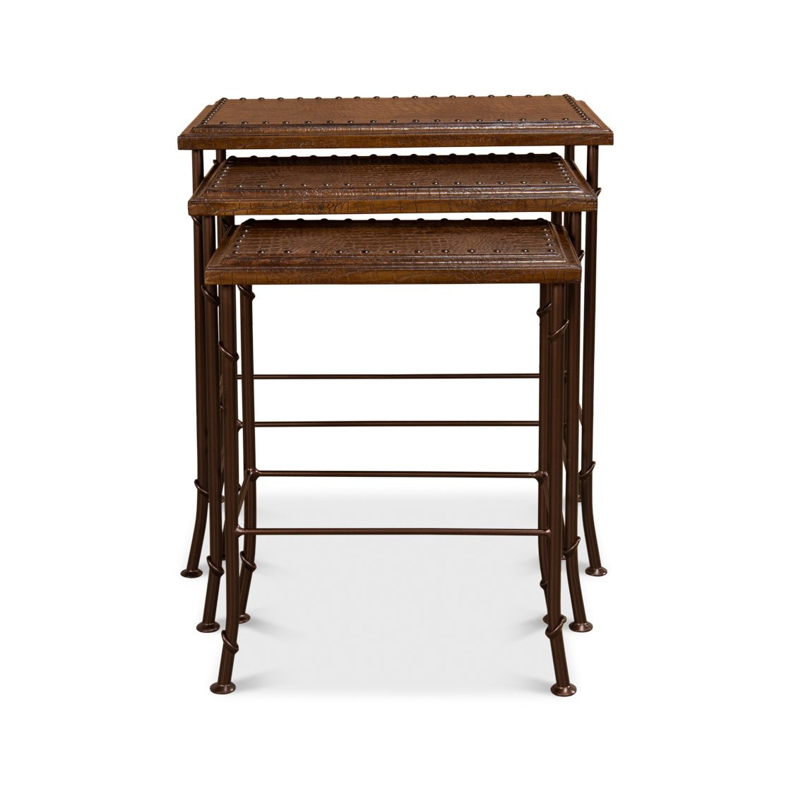 Tables gigognes avec plateau en cuir