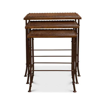Tables gigognes avec plateau en cuir
