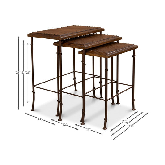 Tables gigognes avec plateau en cuir