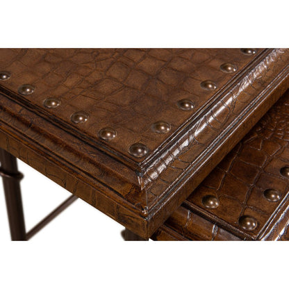 Tables gigognes avec plateau en cuir