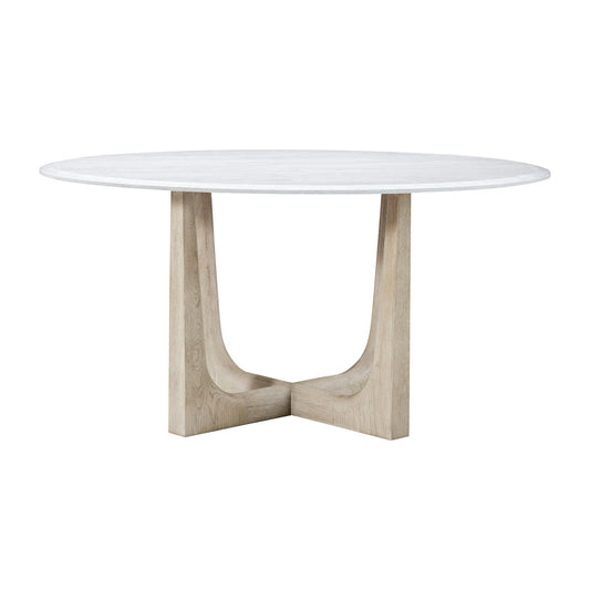 Light Oak and Quartz Round Dining Table