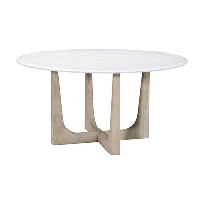 Light Oak and Quartz Round Dining Table