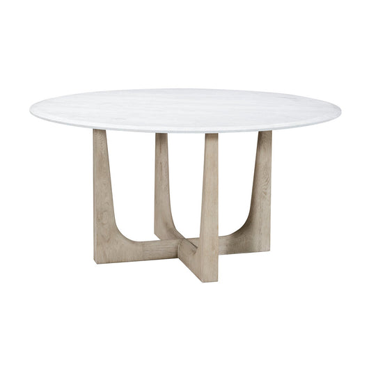 Light Oak and Quartz Round Dining Table