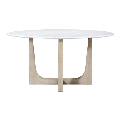 Light Oak and Quartz Round Dining Table