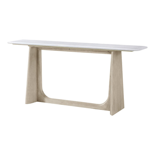 Light Oak Modern Quartz Top Console Table