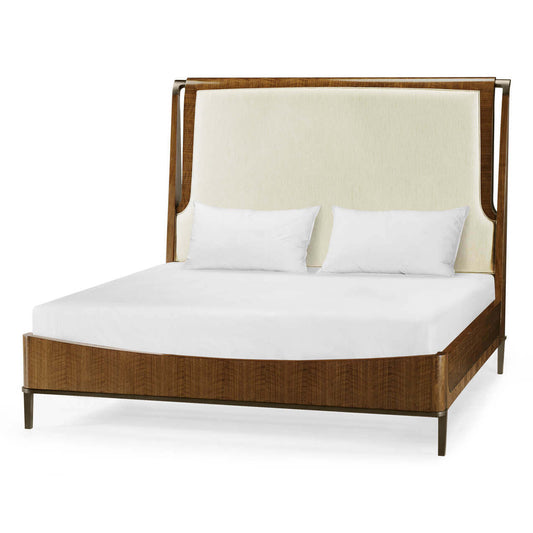 Mid Century Walnut Upholstered Bed - King