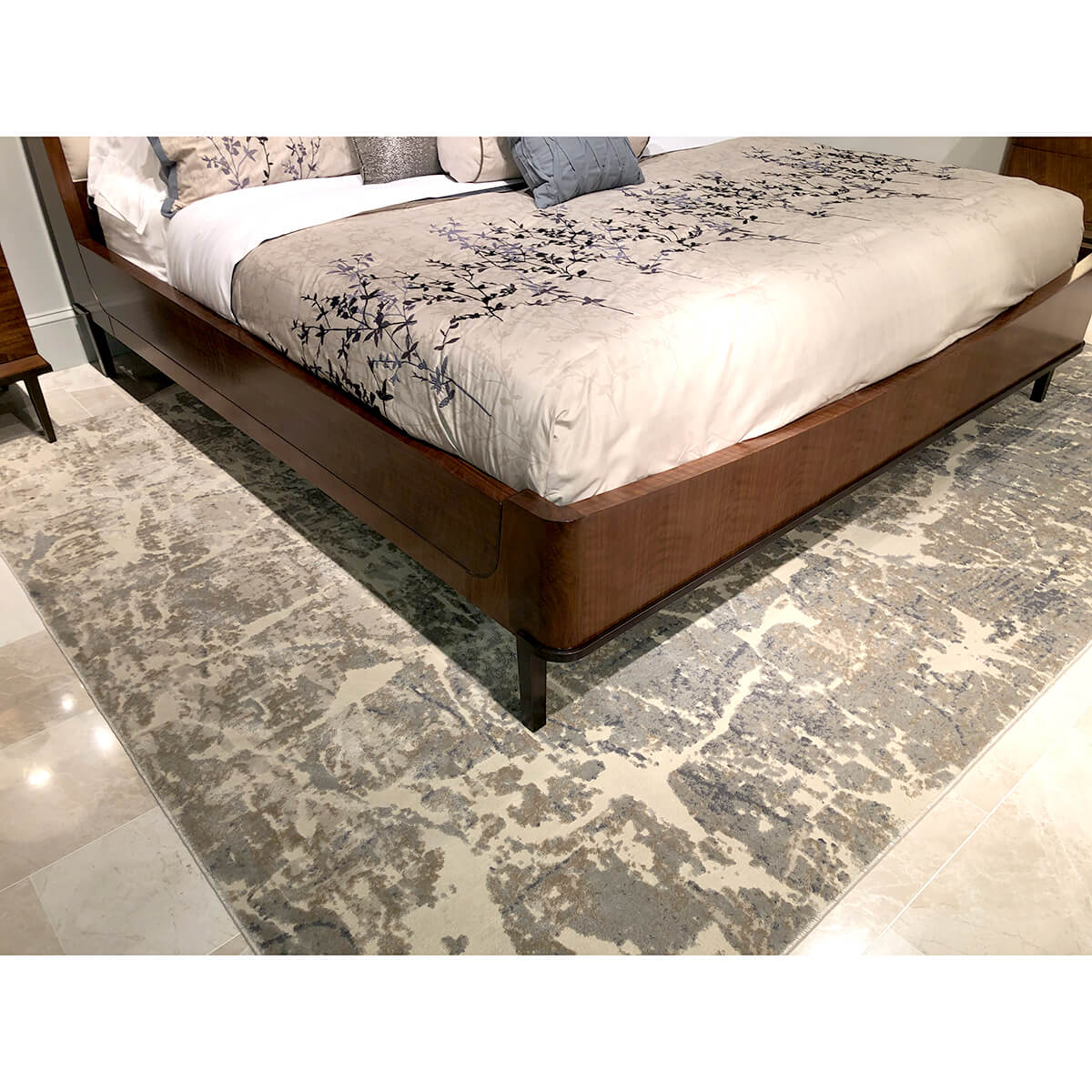 Mid Century Walnut Upholstered Bed - King