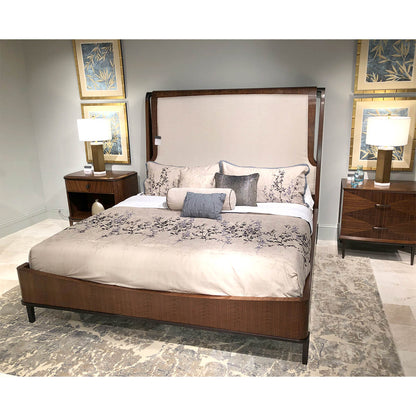 Mid Century Walnut Upholstered Bed - King