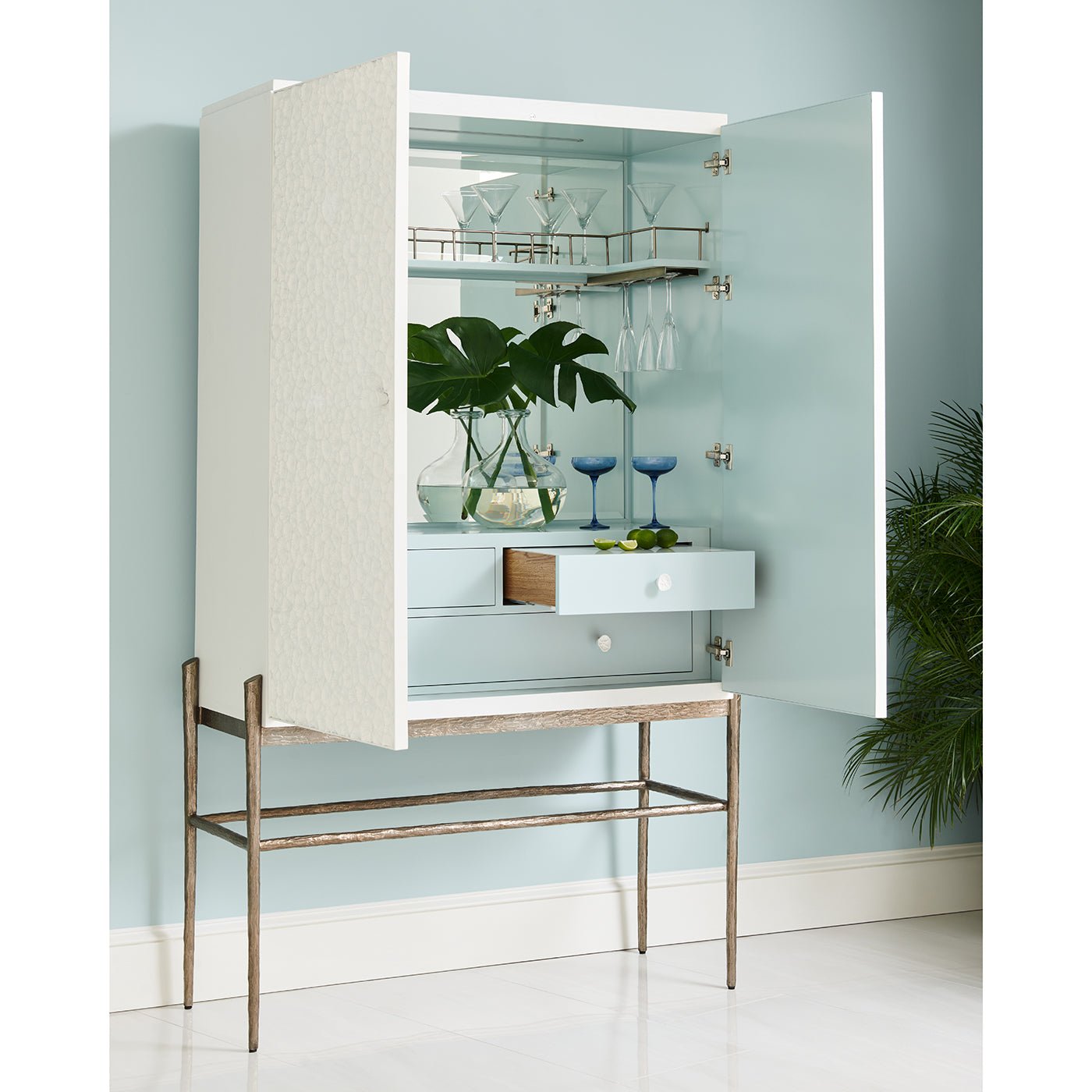 Modern Coastal Bar Cabinet