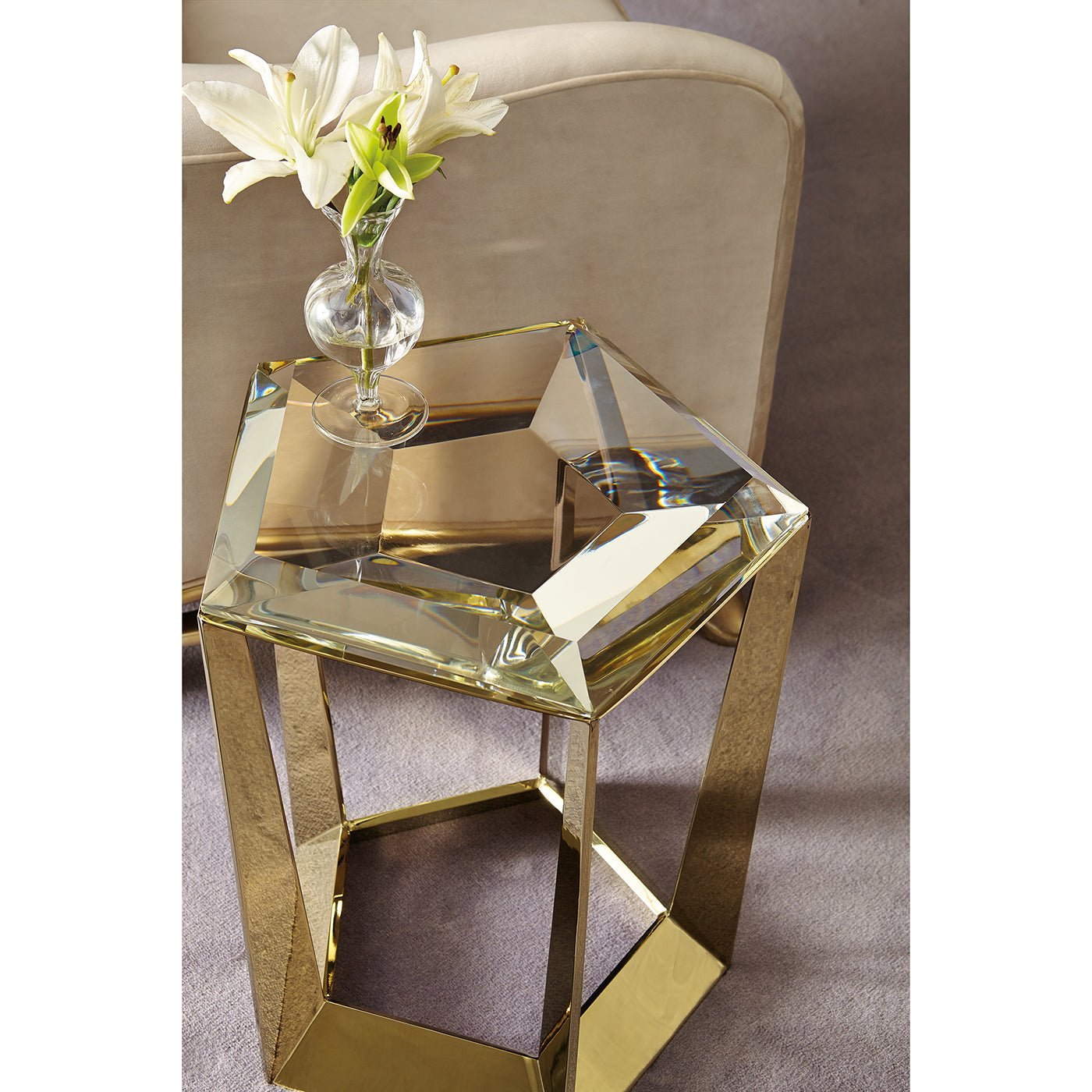 Table d'appoint moderne en pierres précieuses