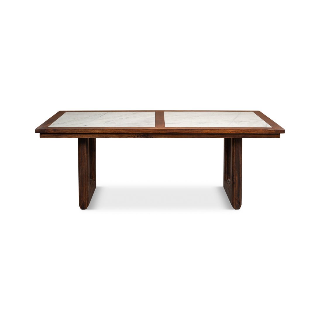 Table à manger moderne avec plateau en marbre géométrique