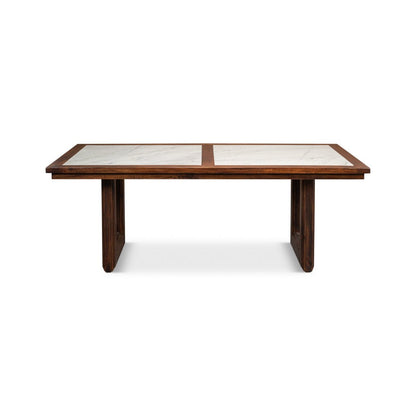 Table à manger moderne avec plateau en marbre géométrique