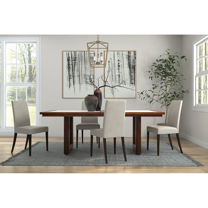 Table à manger moderne avec plateau en marbre géométrique