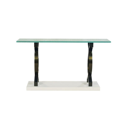 Table console moderne avec plateau en verre