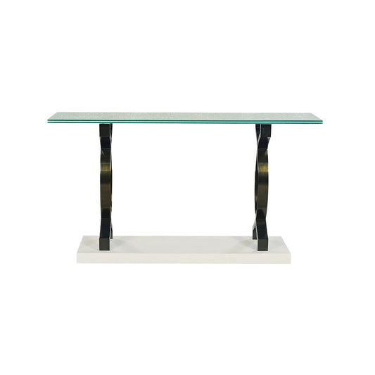 Table console moderne avec plateau en verre