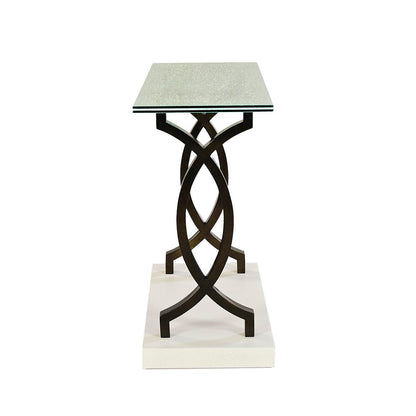 Table console moderne avec plateau en verre