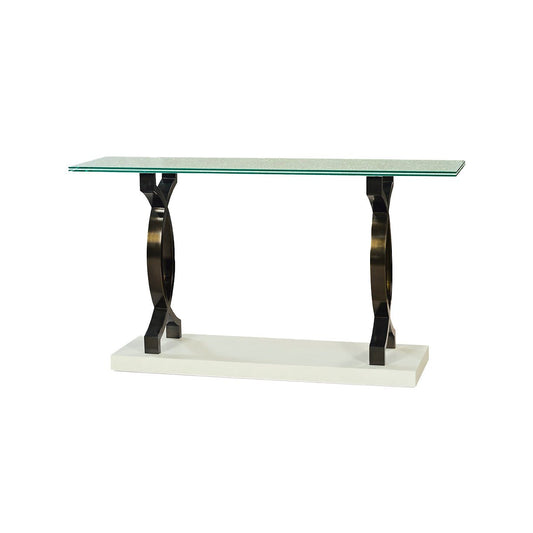 Table console moderne avec plateau en verre