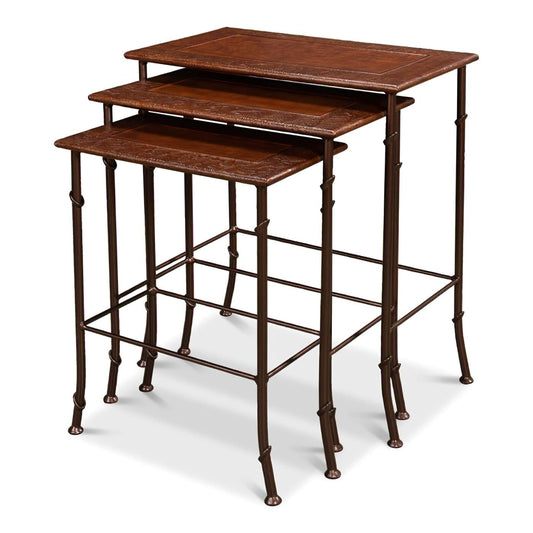 Tables gigognes modernes avec plateau en cuir