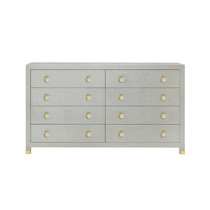 Commode moderne à huit tiroirs en tissu gris clair