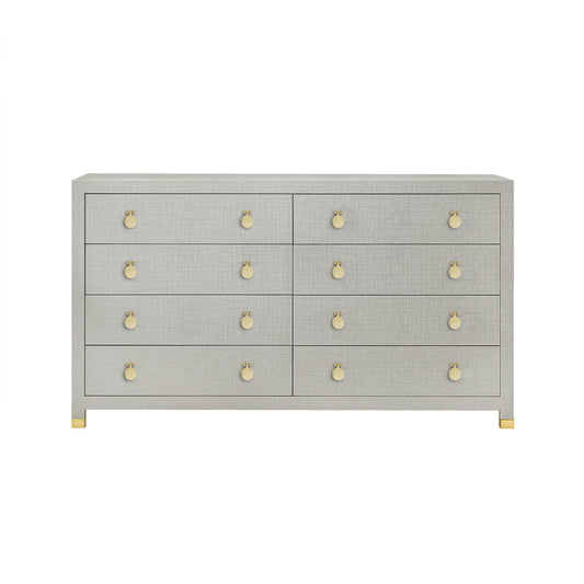 Commode moderne à huit tiroirs en tissu gris clair