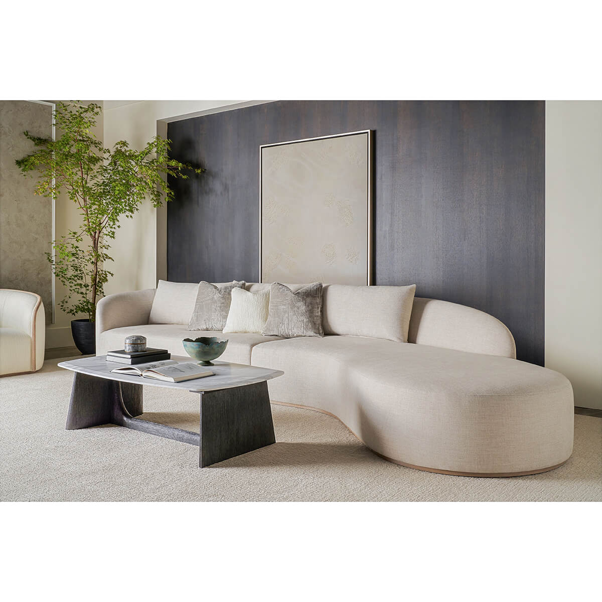 Modern Quartz Top Charcoal Coffee Table