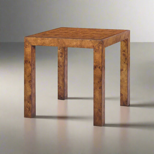Table d'appoint carrée moderne en loupe 