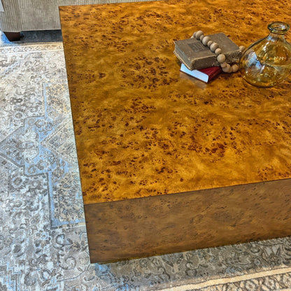 Modern Square Burl Wood Coffee Table