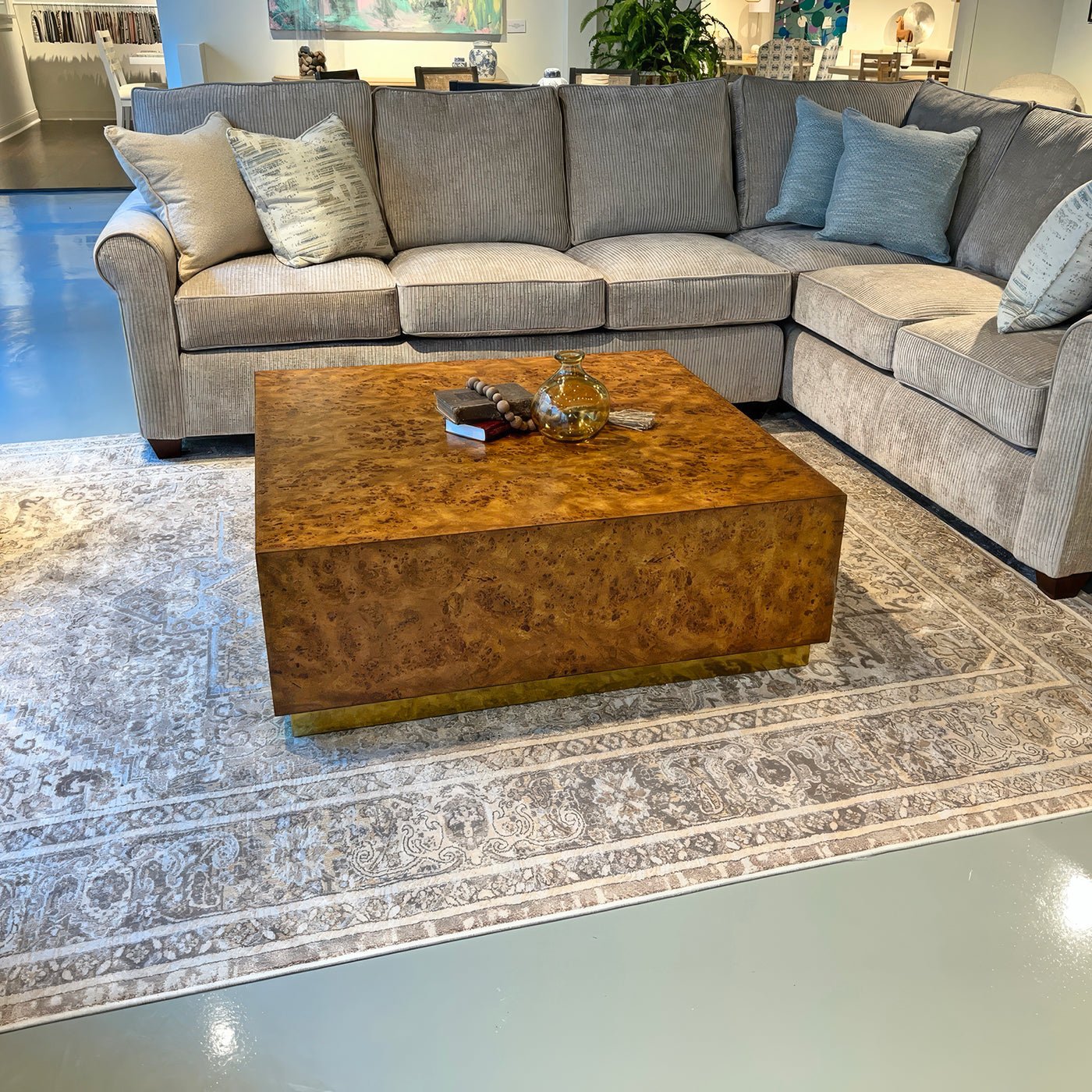 Modern Square Burl Wood Coffee Table