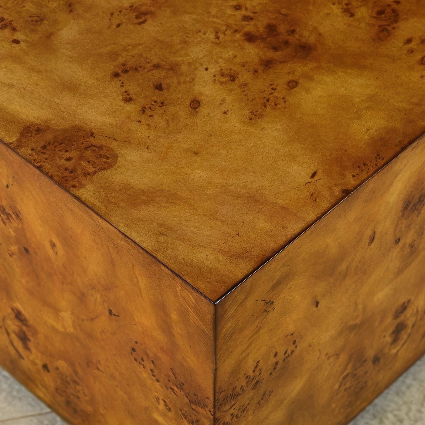Modern Square Burl Wood Coffee Table