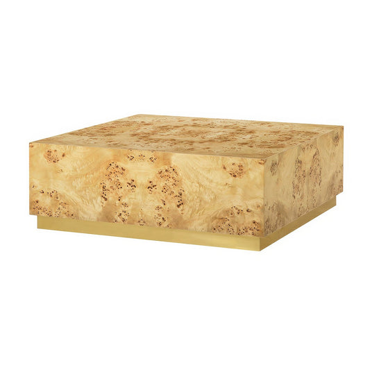 Modern Square Light Burl Wood Coffee Table