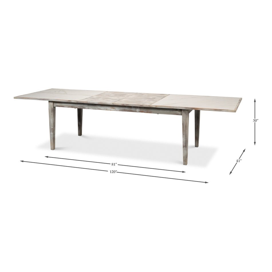 Table extensible peinte en gris néoclassique