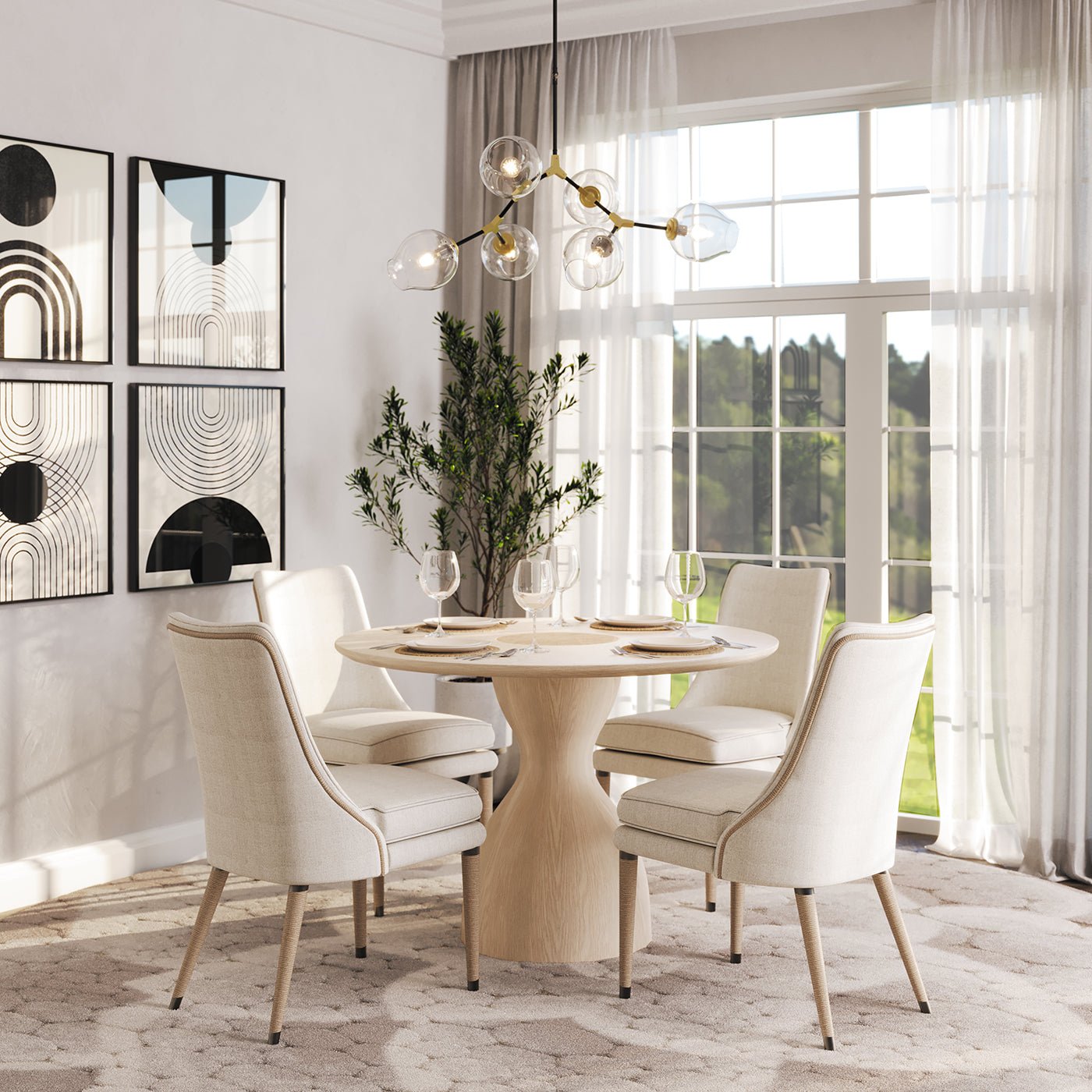 Organic Modern Linen Upholstered Side Chair