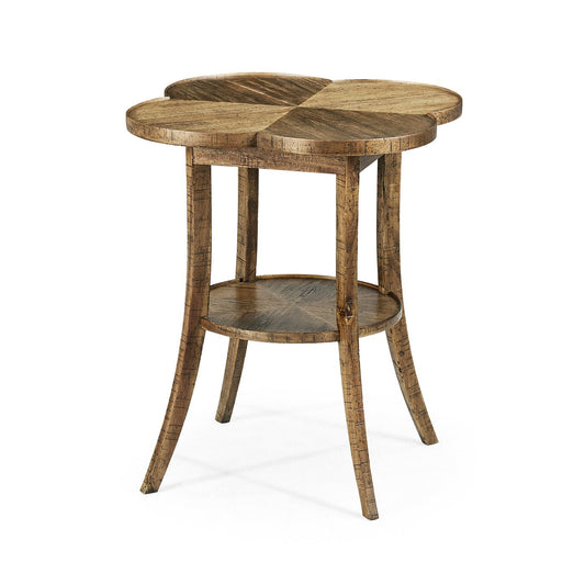 Quatrefoil French Country End Table - Medium Brown
