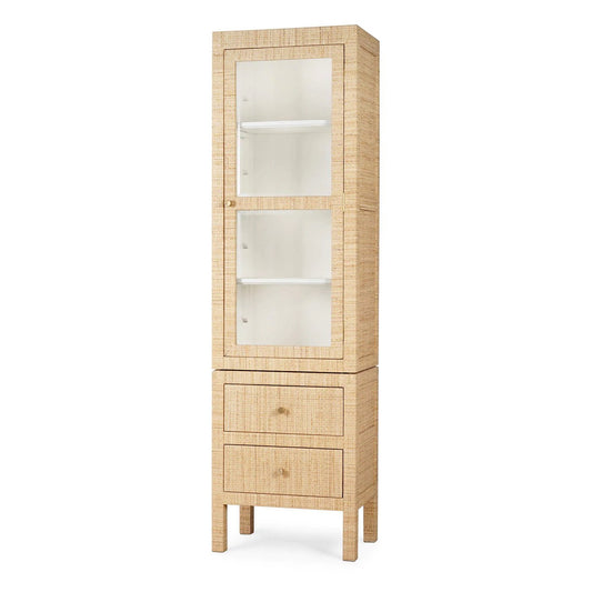 Armoire haute recouverte de rotin