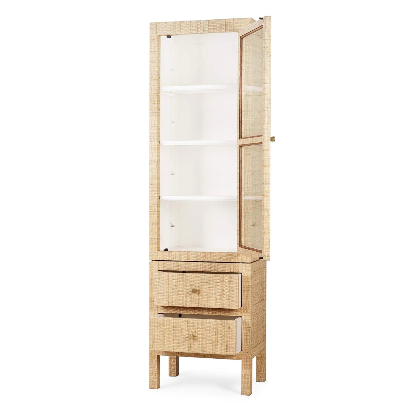Armoire haute recouverte de rotin