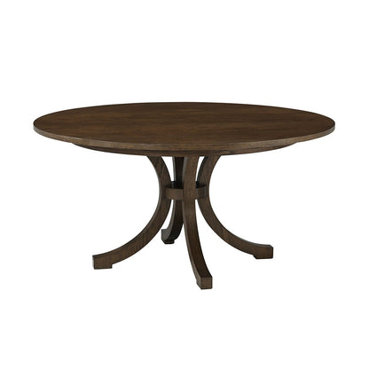 Table à manger ronde en chêne de style côtier 