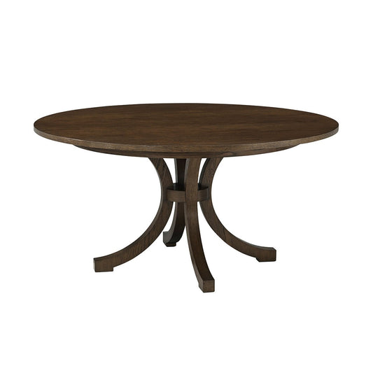 Table à manger ronde en chêne de style côtier 
