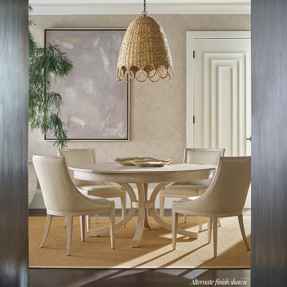 Table à manger ronde en chêne de style côtier Jupe 