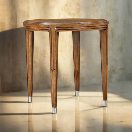 Table d'appoint ronde Art Déco en noyer