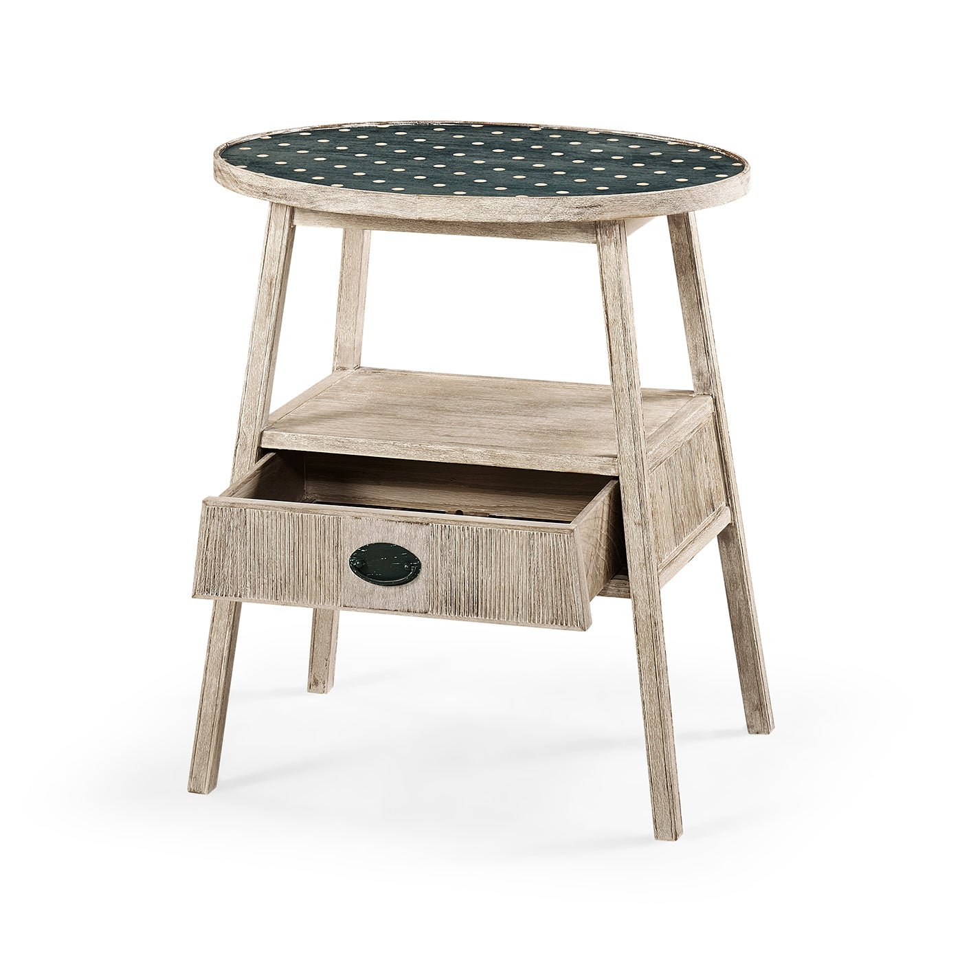Rustic Washed Oval End Table